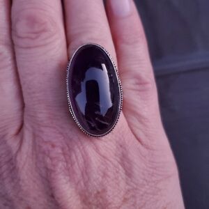 New Oversized Amethyst 925 Silver Statement Ring.